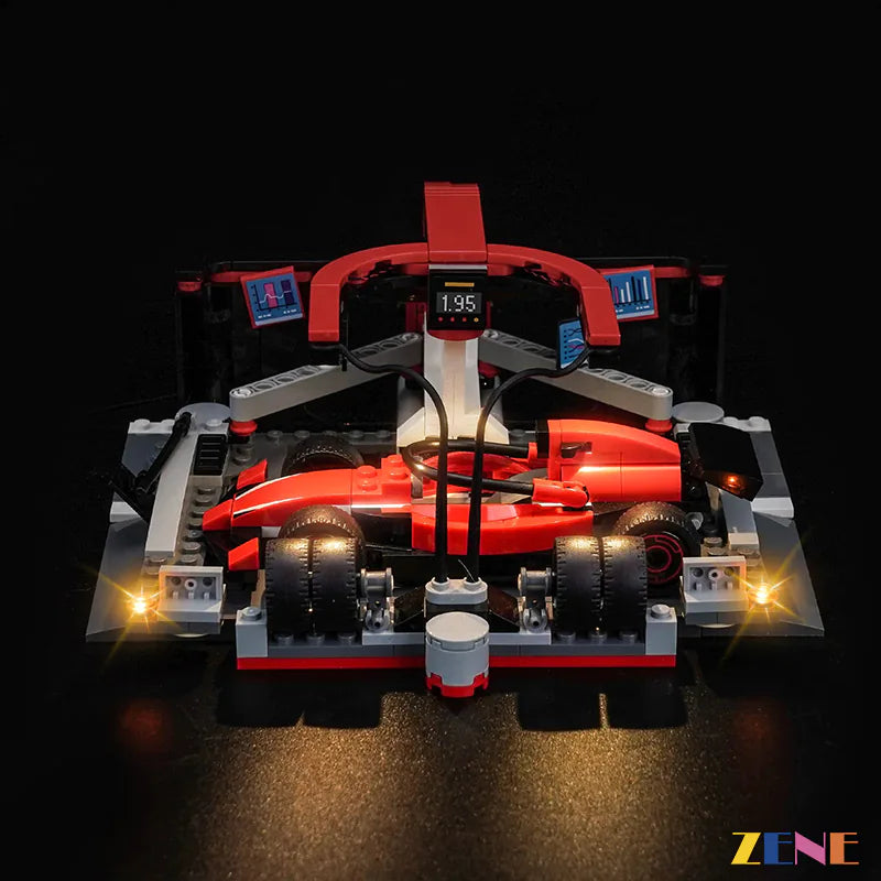zene bricks Light Kit for LEGO F1 Pit Stop & Pit Crew with Ferrari Car #60443