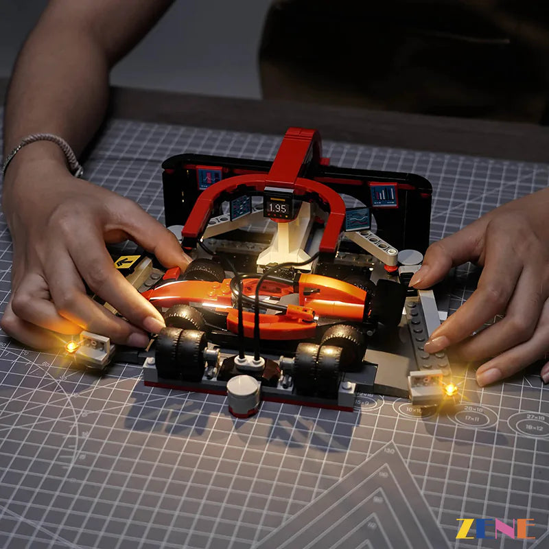 zene bricks Light Kit for LEGO F1 Pit Stop & Pit Crew with Ferrari Car #60443