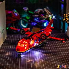 Red toy helicopter with LED lights on a grid surface City Fire Rescue Plane 60413