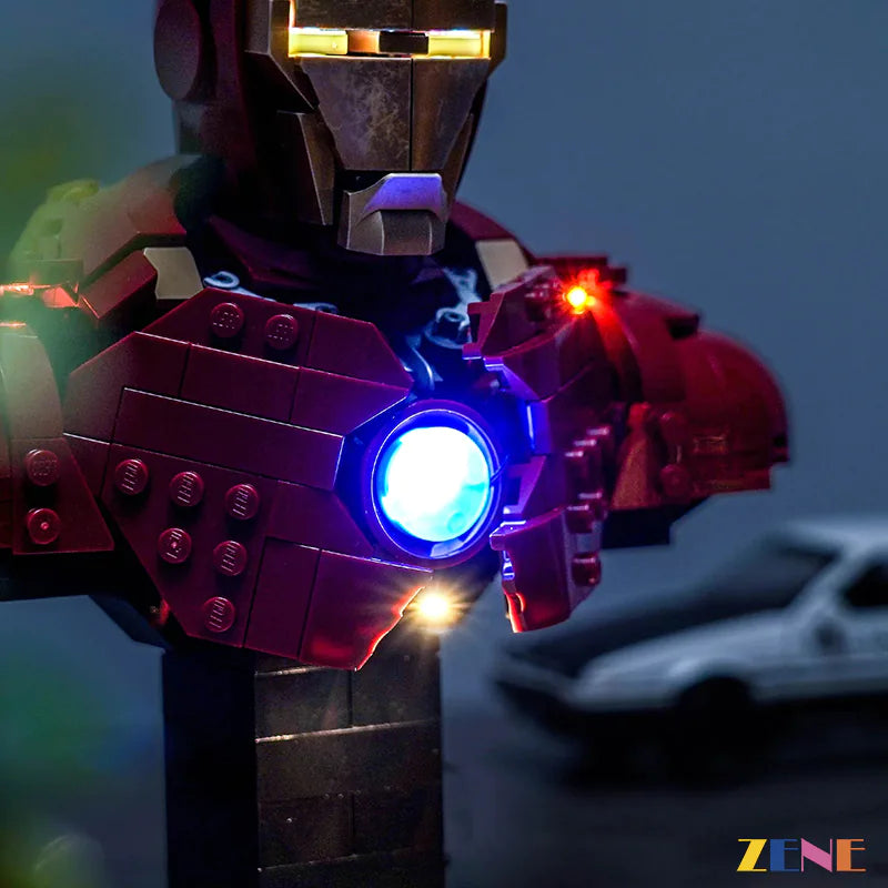 zene bricks Light Kit for LEGO MK4 Iron Man Bust #76327