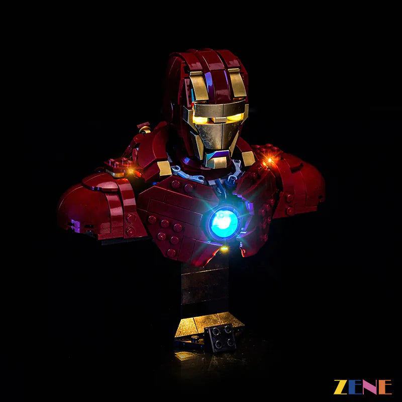 zene bricks Light Kit for LEGO MK4 Iron Man Bust #76327