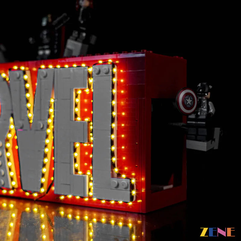 zene bricks Light Kit for LEGO Marvel Logo & Minifigures #76313
