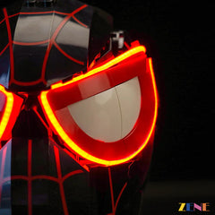ZENE Marvel Miles Morales Mask 76329 Close-up of a helmet with glowing red accents
