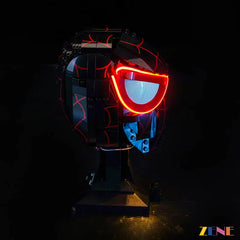 Black helmet with red and blue lights ZENE Marvel Miles Morales Mask 76329