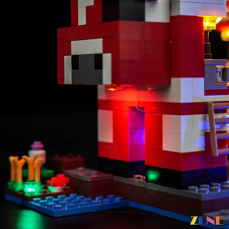 zene bricks Light Kit for LEGO Mooshroom House #21270