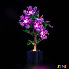 Decorative tree with purple flowers and green leaves LED lights Botanical Hibiscus 10372