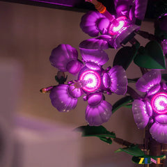 ZENE Lego Botanical Hibiscus 10372 Close-up of a purple LED plant