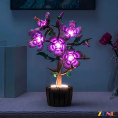 Lego Botanical Hibiscus 10372 Decorative LED tree with purple flowers 