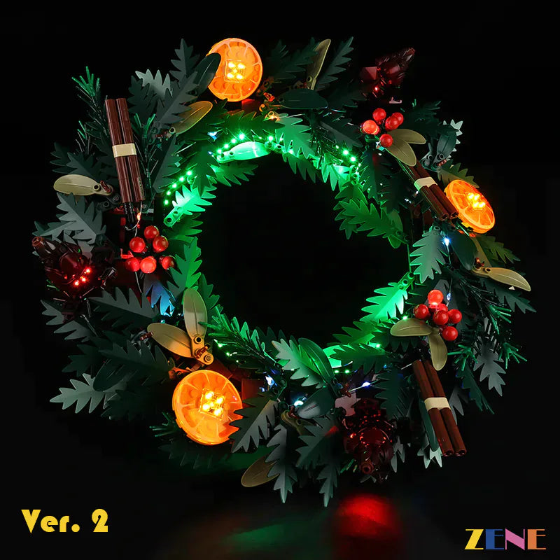 zene bricks Light Kit for LEGO Wreath #10340 Christmas