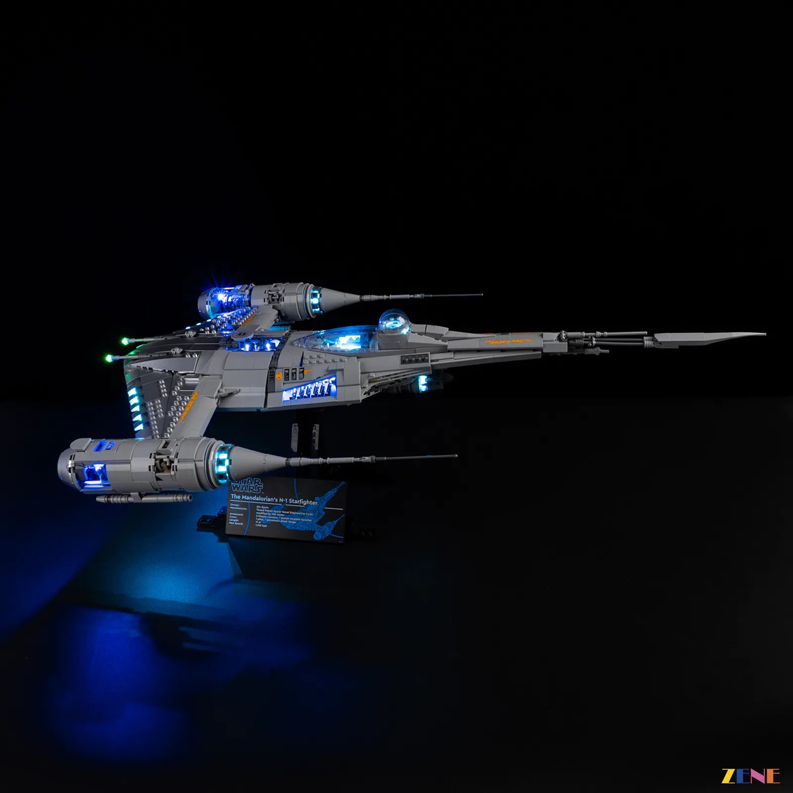 green forward accent light effect - ZENE Bricks Light Kit for LEGO® The Mandalorian's N-1 Starfighter #75442 Ver.2