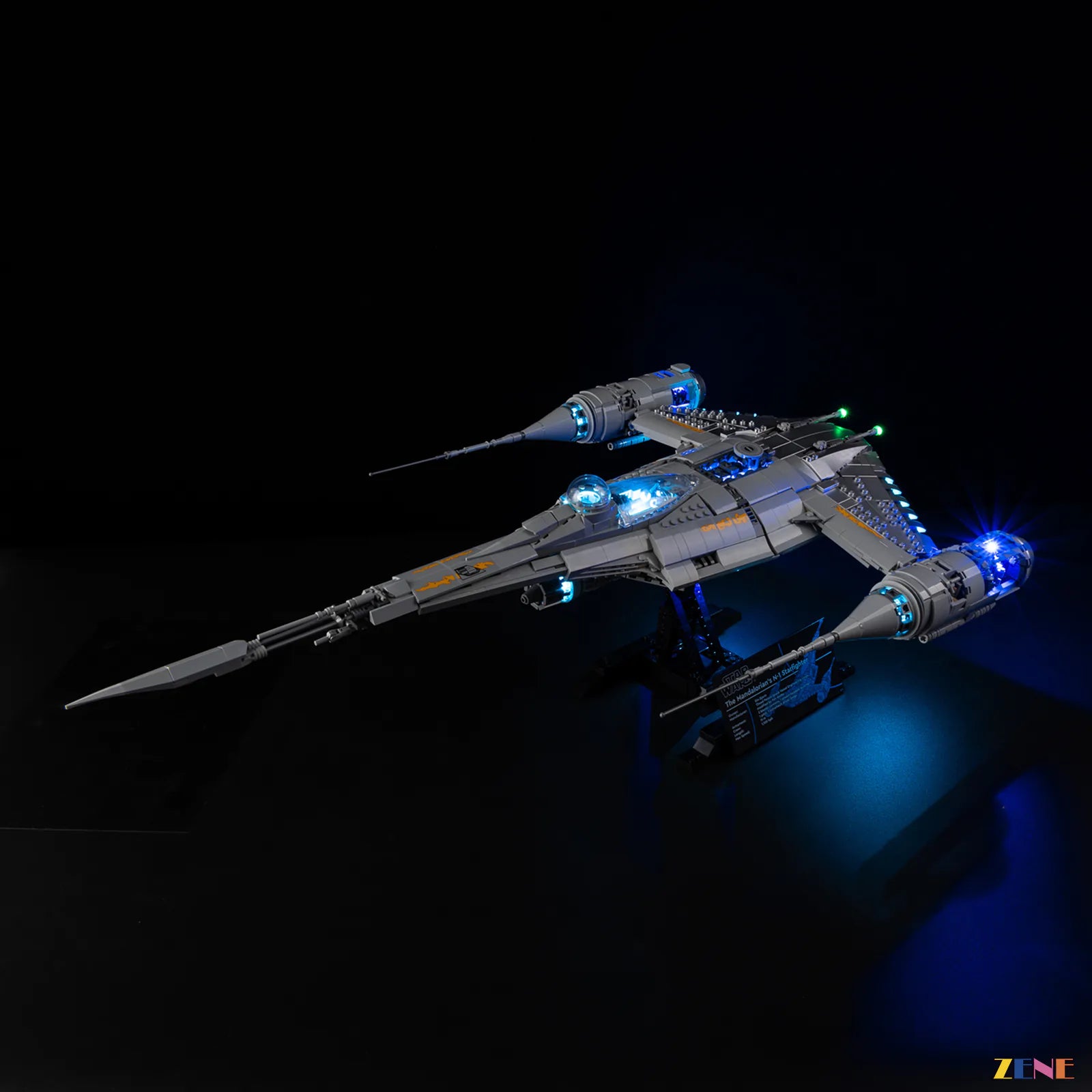 silver fuselage blue LED depth - ZENE Bricks Light Kit for LEGO® The Mandalorian's N-1 Starfighter #75442 Ver.2