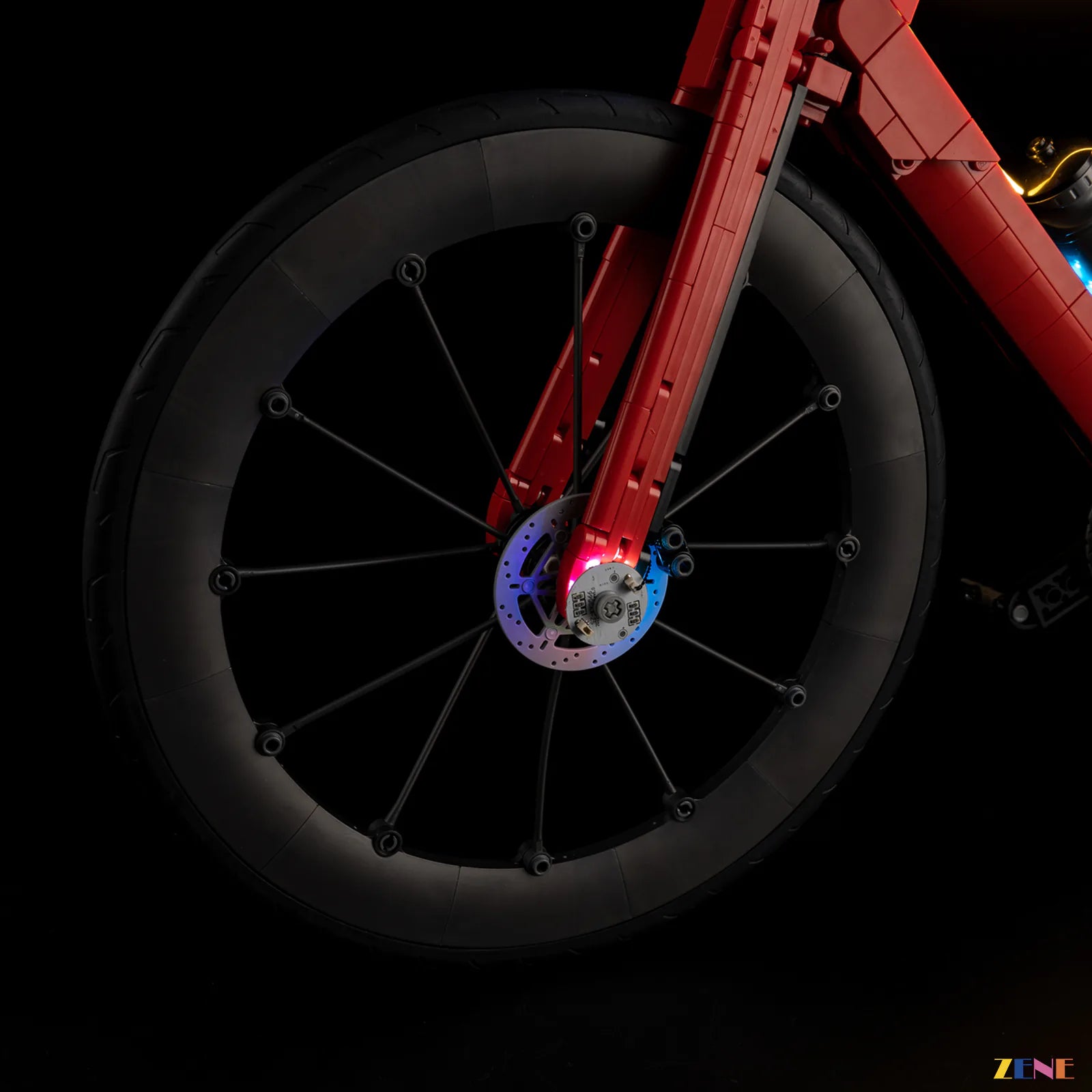 LEGO Icons bike taillight illumination detail - ZENE Bricks Light Kit for LEGO® Road Bike #11380