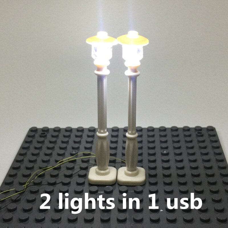 zene bricks MOC Accessory LED Lamp Post Street Light / Spotlight / Traffic Light For City Series Bricks Block Model