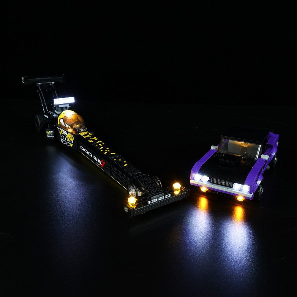 zene bricks LEGO Mopar Dodge SRT Top Fuel Dragster and 1970 Dodge Challenger T/A #76904 Light Kit