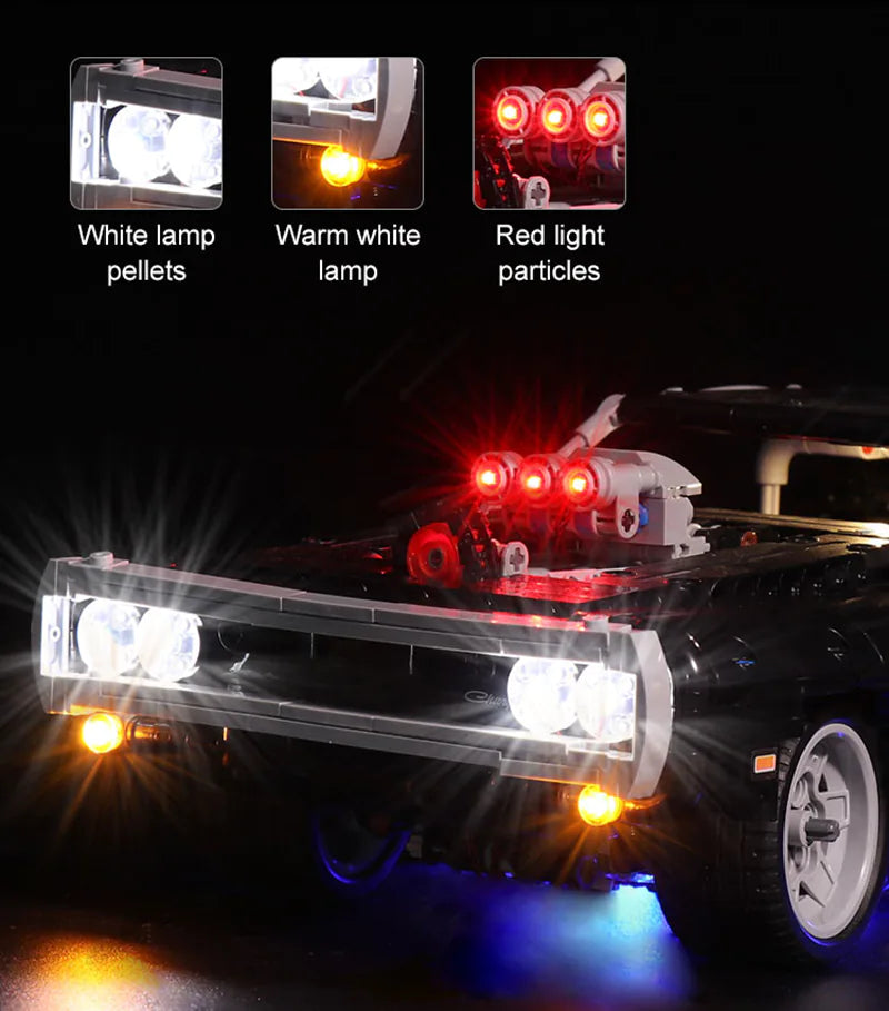 zene bricks LEGO Dom's Dodge Charger #42111 Light Kit