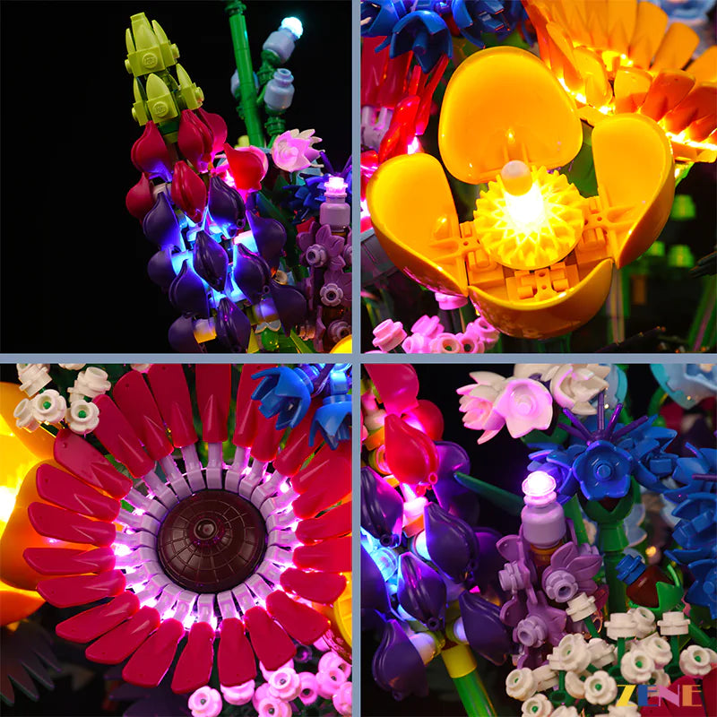 zene bricks Light Kit for LEGO Flower Wildflower Bouquet #10313